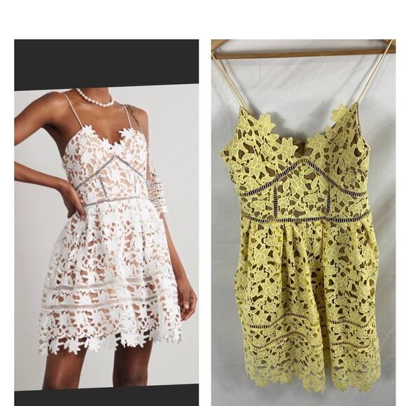 L'atiste Yellow Lace Mini Dress Size Medium - Picture 1 of 8